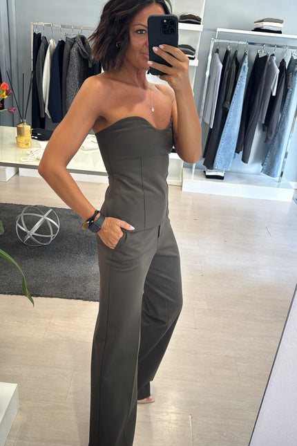 Top bustier completo punto milano verde militare kn