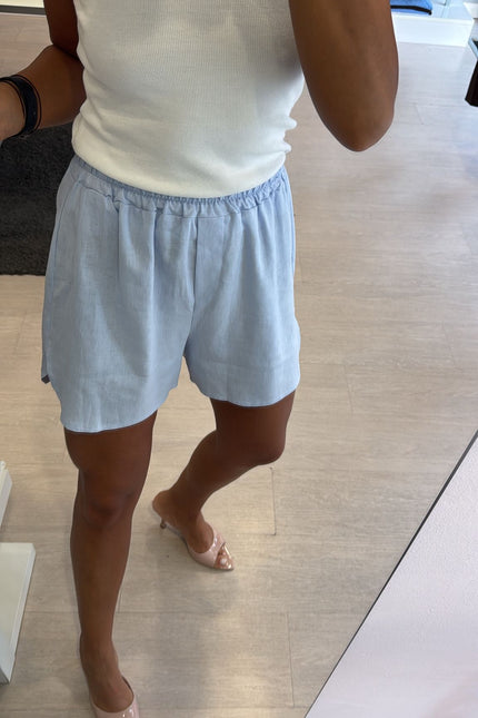Shorts lino e viscosa celeste kk