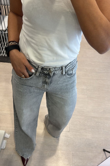 Denim wide leg grigio