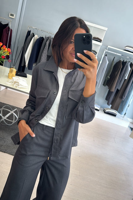 Camicia overshirt grigio piombo ak