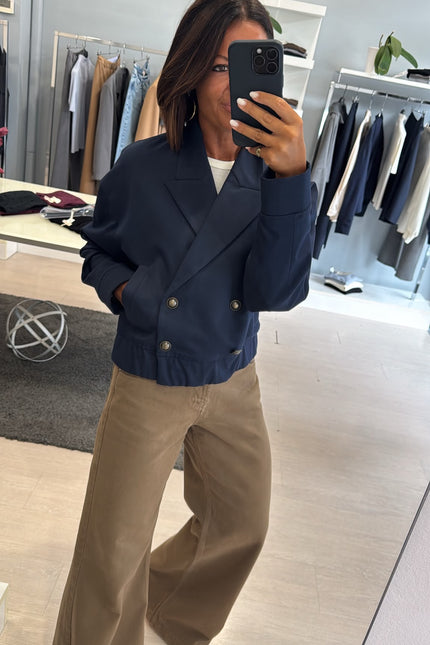 Giacca cropped blue kn