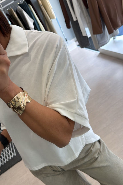 Polo boxy fit in cotone bianca