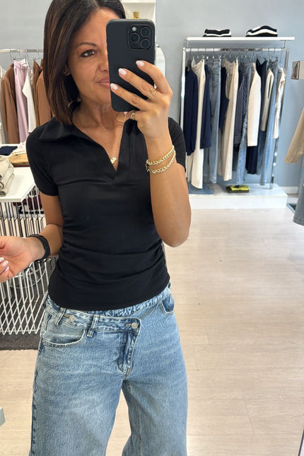 Polo nera slim cc