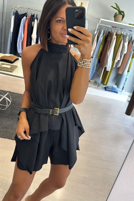 Shorts lino e viscosa nero kk