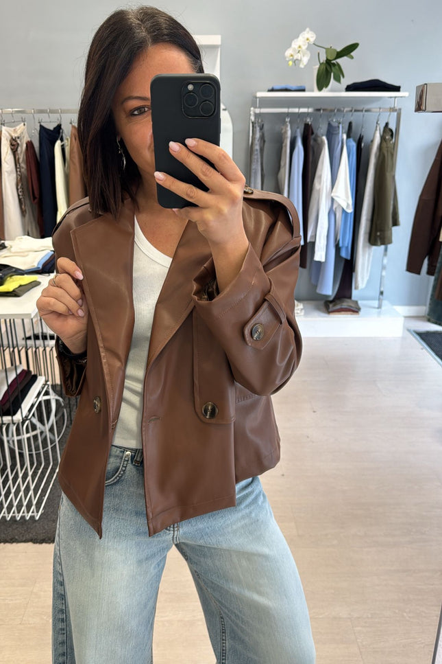 Giacca ecopelle cuoio