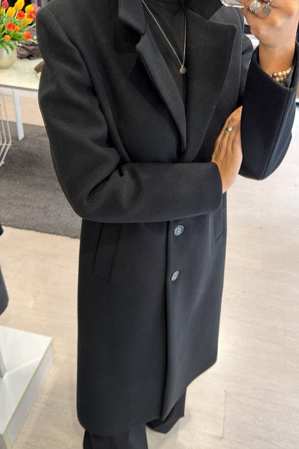 Cappotto Lungo Monopetto Nero Ak