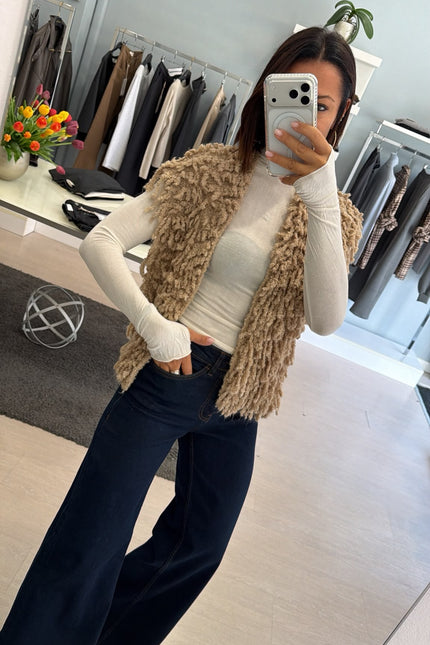 Smanicato bouclè beige kk