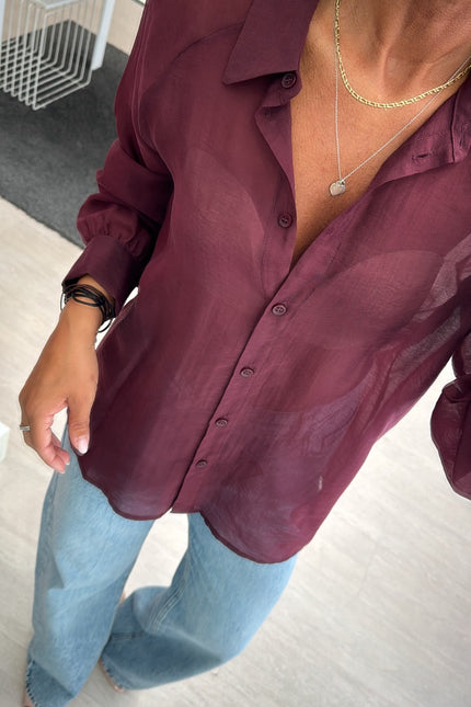 Camicia Lyocell bordeaux ak