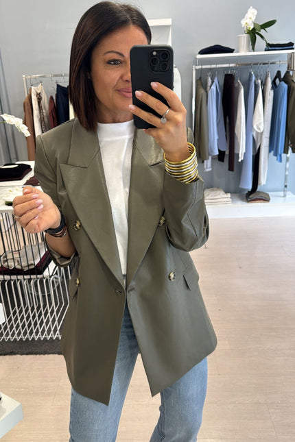 Giacca ecopelle militare