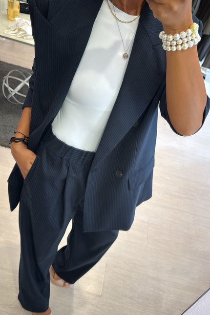 Pantalone completo gessato blue navy kn