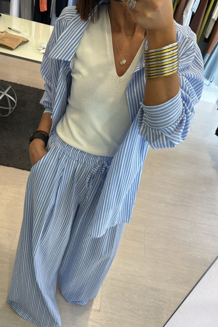 Pantalone righe bianche e azzurre cc