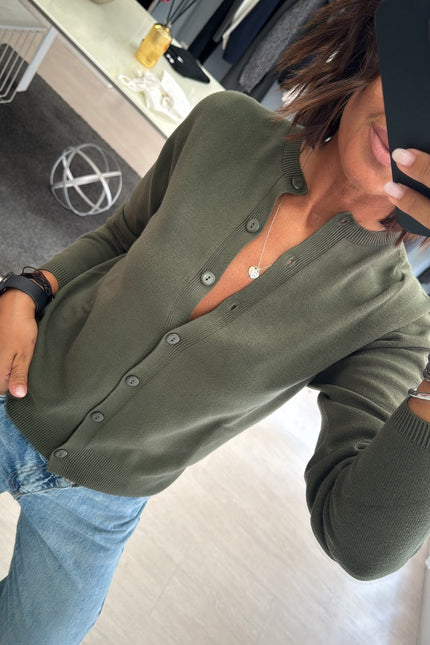 Cardigan regular verde militare kn