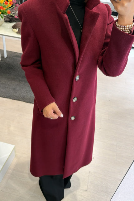 Cappotto Lungo Monopetto Bordeaux Ak