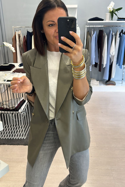 Giacca ecopelle militare