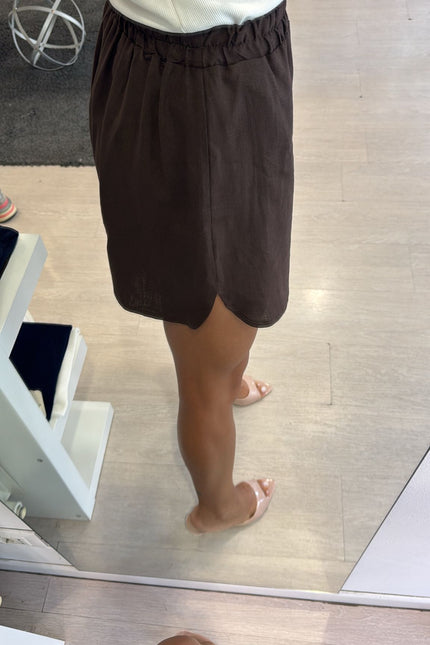 Shorts lino e viscosa cioccolato kk