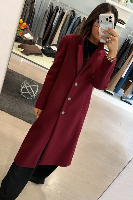 Cappotto Lungo Monopetto Bordeaux Ak