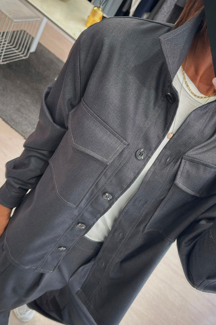 Camicia overshirt grigio piombo ak