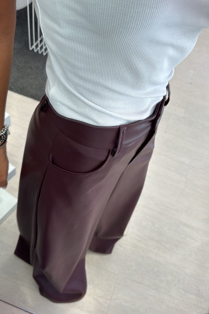 Pantalone ecopelle bordeaux